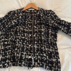 Women's Black and White Tweed Jacket